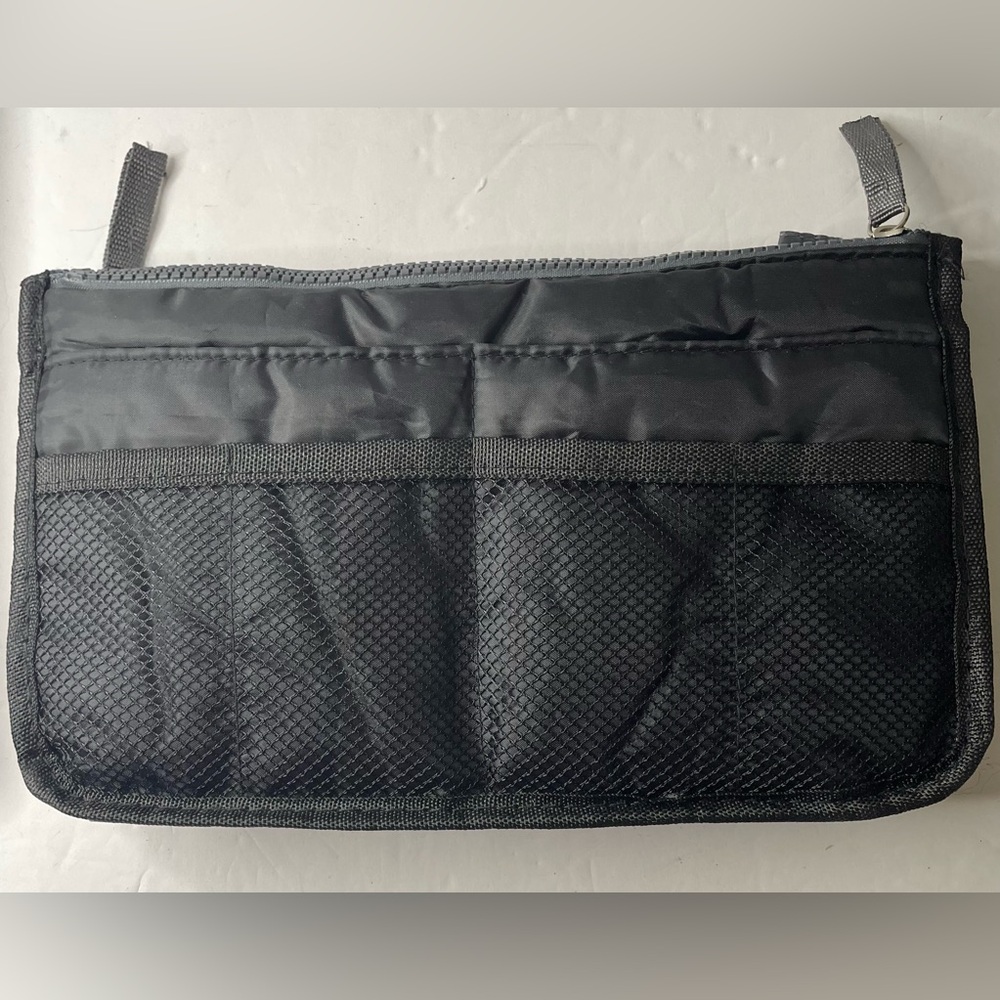 Wrapables Insert Organizer Bag, Travel Organizer Bag - Black w/Gray Zipper